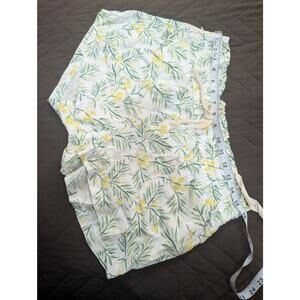 Cute linen beach shorts w/lemon print &!pockets by April Kiss size  Large